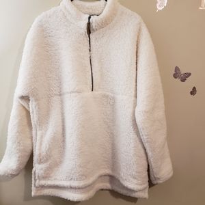 Time and Tru Women's Quarter Zip Sherpa Pullover